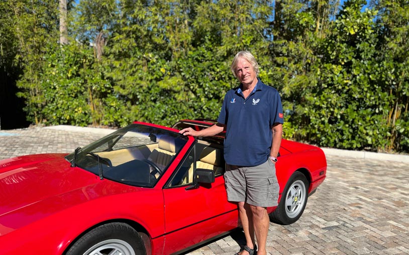 Craig standing by his Ferrari 328 - He is a Satisfied Client of F Imports